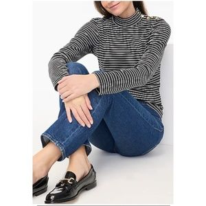 New J.Crew Striped Mockneck Ribbed Top